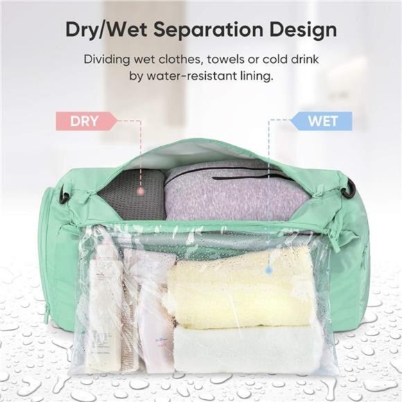 BALEINE Unisex Gym Bag for Sports,Waterproof W/ Shoe and Wet Clothes Compartment - Picture 4 of 6